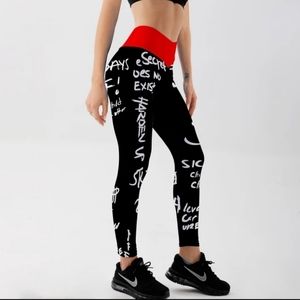 Fashion Letter Print Leggings - Medium